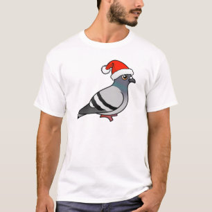 Cute Cartoon Pigeon Santa T-Shirt