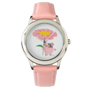 Cute Cartoon Piglet With Gift (Pink) Watch