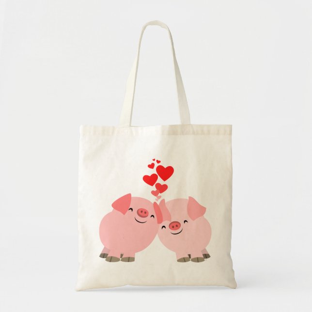 Cute Cartoon Pigs in Love Bag (Front)