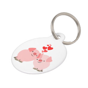 Cute Cartoon Pigs in Love Dog Tag