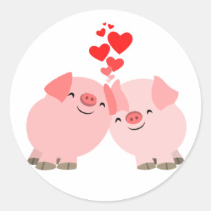 Cute Cartoon Pigs in Love Sticker