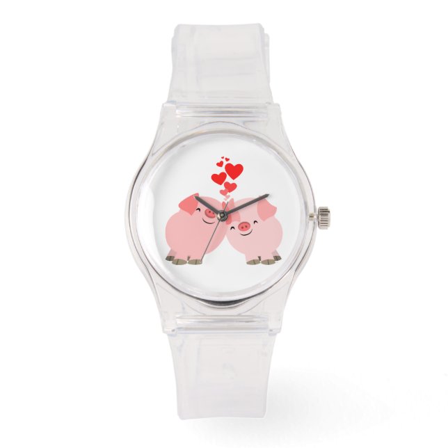 Cute Cartoon Pigs in Love Watch (Front)