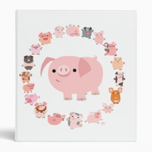 Cute Cartoon Pigs Mandala Binder