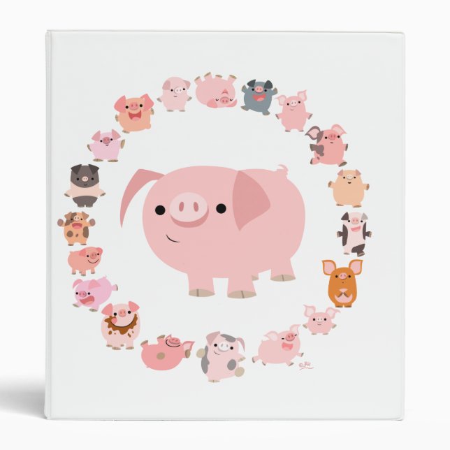 Cute Cartoon Pigs Mandala Binder (Front)