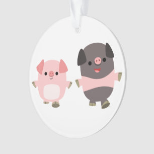 Cute Cartoon Pigs On a Walk Acrylic Ornament