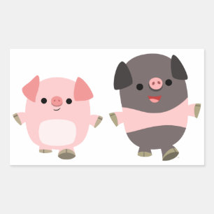 Cute Cartoon Pigs On a Walk Sticker