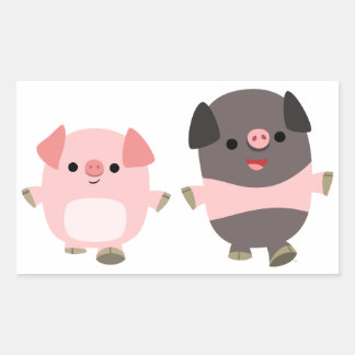 Cute Cartoon Pigs On a Walk Sticker