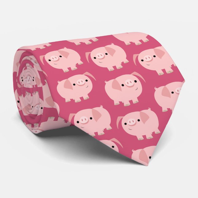 Cute Cartoon Pigs Tie (Rolled)