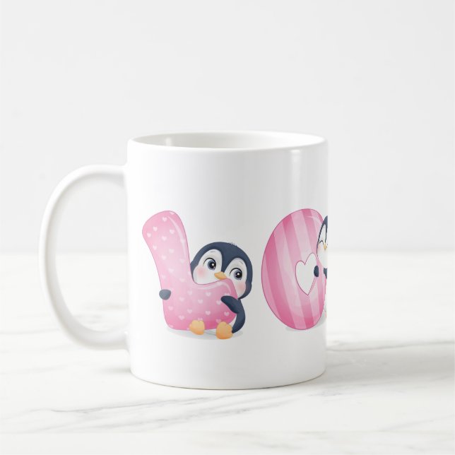 Cute Cartoon Pingouin Café Mug (Gauche)