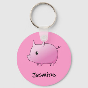 Cute Cartoon Pink Pig Personalized Name Gift Keychain