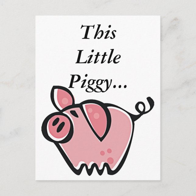 Cute Cartoon Pink Pig Postcard (Front)