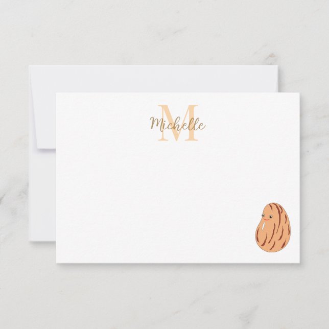 Cute Cartoon Pinto Bean Personalized Monogram Card (Front)