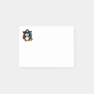 Cute Cartoon Pirate Penguin with Parrot Post-it Notes