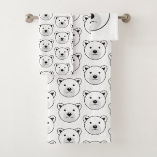 Cute Cartoon Polar Bear Bath Towel Set