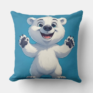 Cute Cartoon Polar Bear Character Throw Pillow