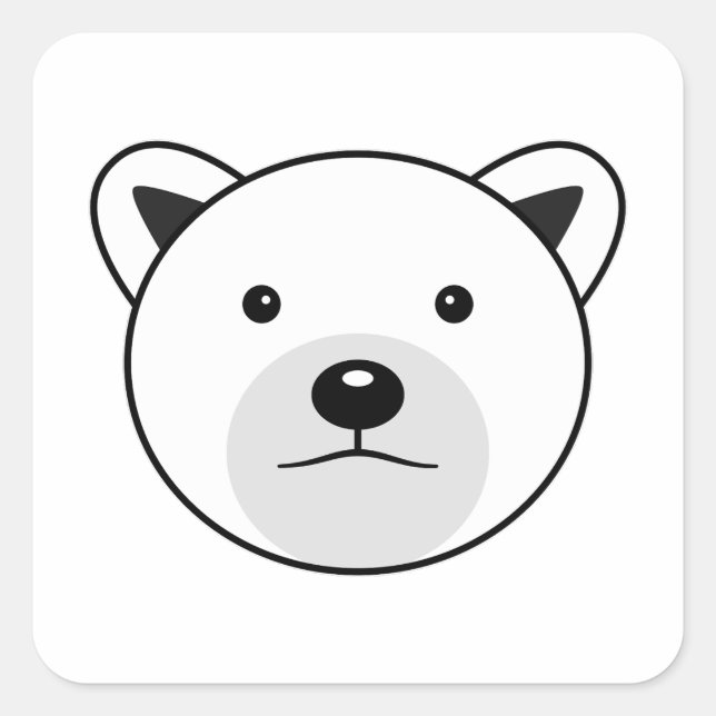 Cute Cartoon Polar Bear Square Sticker (Front)
