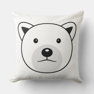 Cute Cartoon Polar Bear Throw Pillow