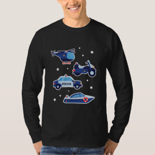 Cute Cartoon Police Vehicles T-Shirt