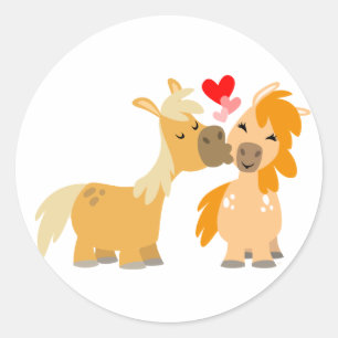 Cute Cartoon Ponies in Love sticker