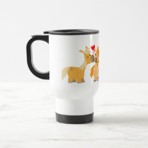 Cute Cartoon Ponies in Love Travel Mug