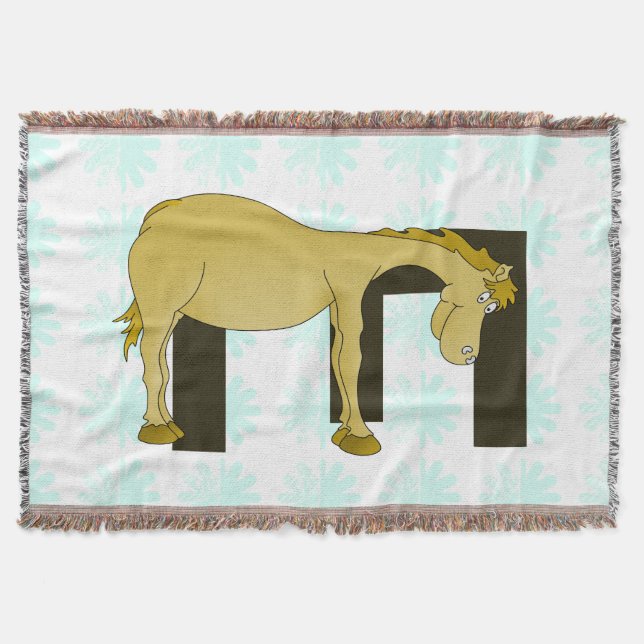 Cute Cartoon Pony Monogram E Throw Blanket (Front)