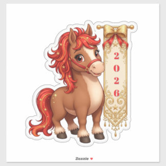 Cute Cartoon Pony With Festive Banner