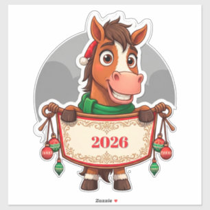 Cute Cartoon Pony With Festive Banner