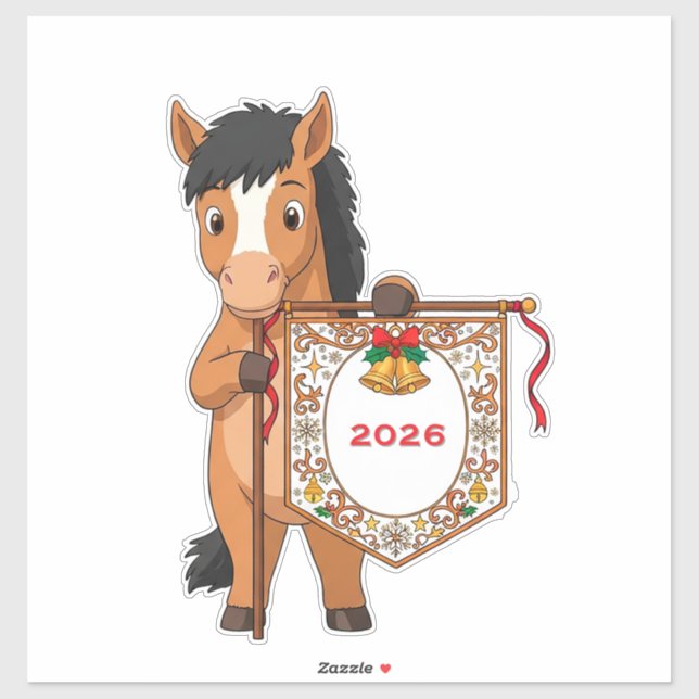 Cute Cartoon Pony With Festive Banner (Sheet)