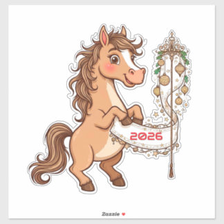 Cute Cartoon Pony With Festive Banner