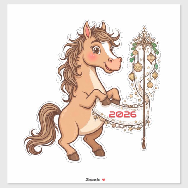 Cute Cartoon Pony With Festive Banner (Sheet)