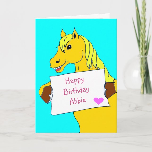 Cute Cartoon Pony with Message Birthday Card (Front)