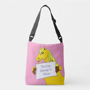 Cute Cartoon Pony with Message Crossbody Bag