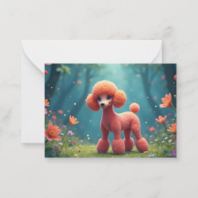 Cute Cartoon Poodle Note Card (Front)