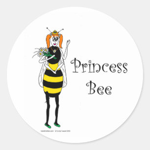 Cute cartoon Princess Bee Classic Round Sticker