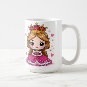 Cute Cartoon Princess in Pink Dress Coffee Mug