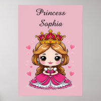 Cute Cartoon Princess in Pink Dress 👑