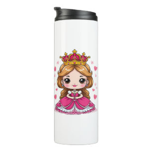 Cute Cartoon Princess in Pink Dress Thermal Tumbler