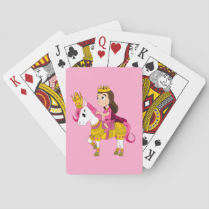 Cute cartoon princess playing cards