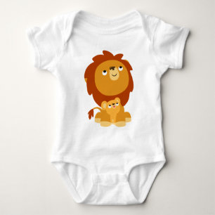 Cute Cartoon Protective Lion & Cub Baby Creeper