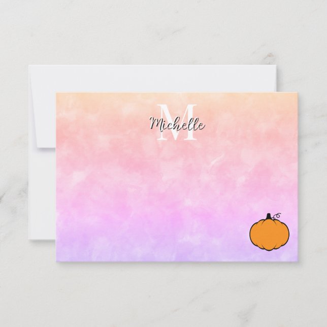 Cute Cartoon Pumpkin Colorful Watercolor Card (Front)