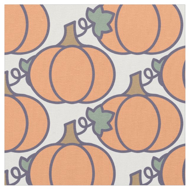 Cute Cartoon Pumpkin Pattern Fabric (Close Up)