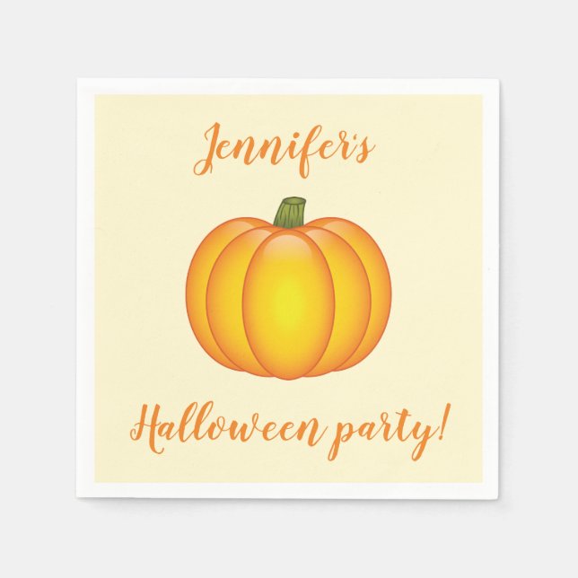Cute Cartoon Pumpkin Personalized Halloween Party Napkin (Front)