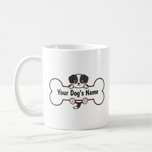 Cute Cartoon Puppy Bone Custom Name Personalized Coffee Mug