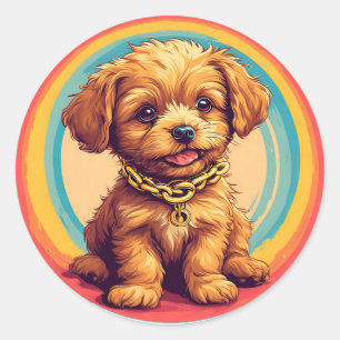 Cute Cartoon Puppy Classic Round Sticker