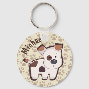Cute Cartoon Puppy Dog Personalised Keychain