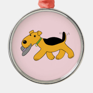 Cute Cartoon Puppy Dog w Hat Premium Ornament
