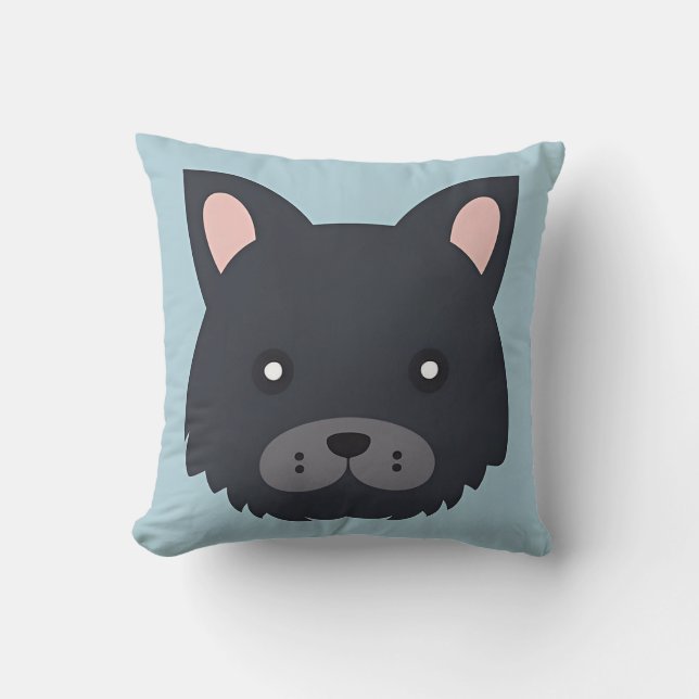 Cute Cartoon Puppy Face Throw Pillow (Front)