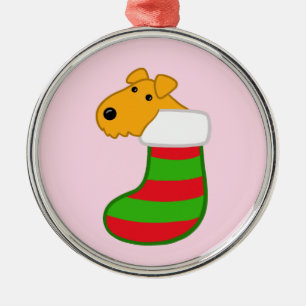 Cute Cartoon Puppy in Christmas Stocking Ornament