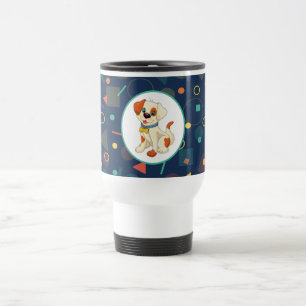 Cute Cartoon Puppy on Navy Pattern Travel Mug