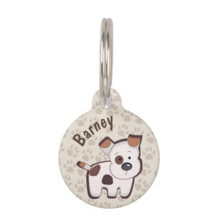 Cute Cartoon Puppy Paw Prints Personalised Pet Tag